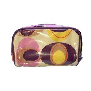 VICTORIAS SECRET Cosmetic Bag Retro Colorful Circles 5.5 x 4 x 2 inches
